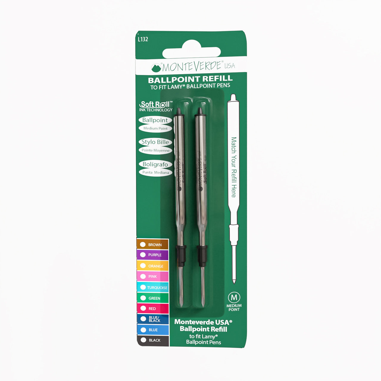 Monteverde (L13) Soft Roll Refills For Lamy Ballpoint Pens - (2 Pack